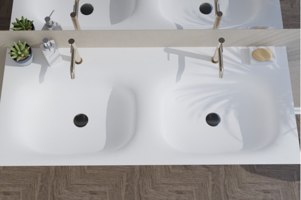 White ISLAND double washbasin - top view