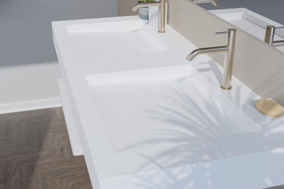 Corian® HOUAT double washbasin - side view