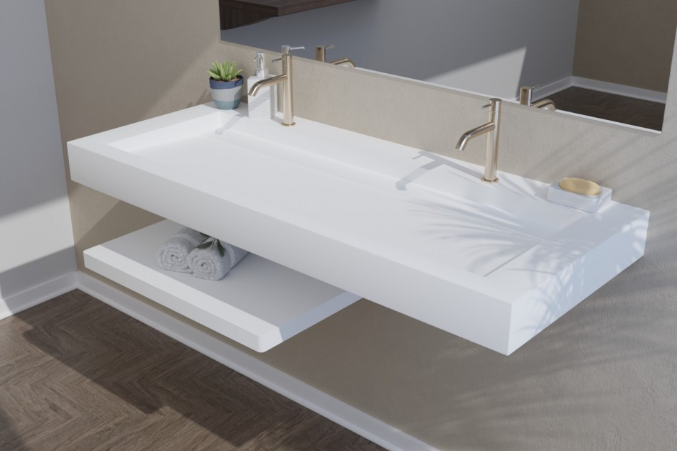 Plan vasque Corian® XL HOUAT vue de côté