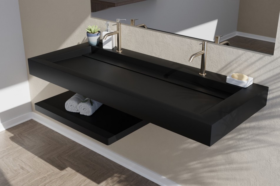 Plan vasque noir Krion® XL HOUAT vue de côté