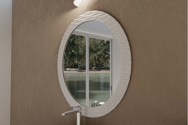 Large Corian® VAGADAM Bright rock mirror side view