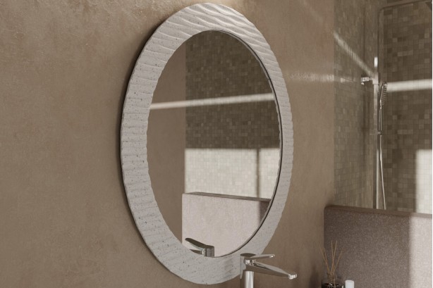 Large Corian® VAGADAM Bright rock mirror side view