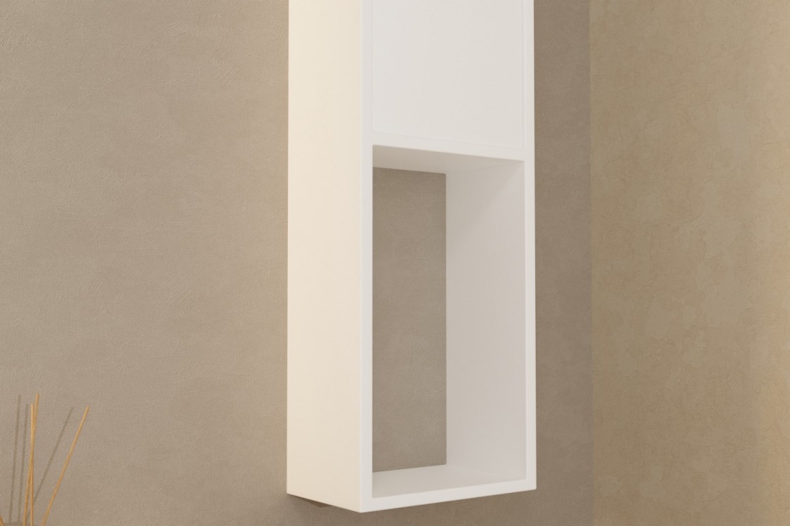 Colonne murale en solid surface KRION® 1 porte 3 étagères vue de face