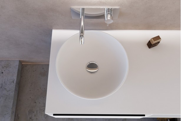 KUME white matt solid surface basin, top view