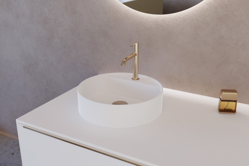 SIJU countertop basin White matt in solid surface side view