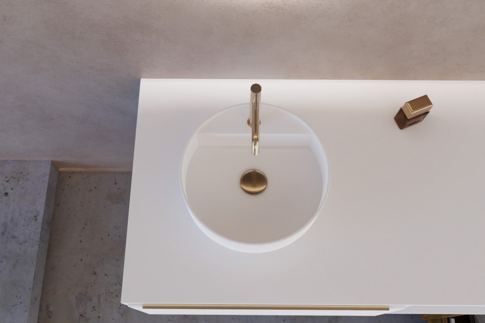 SIJU countertop basin White matt in solid surface top view