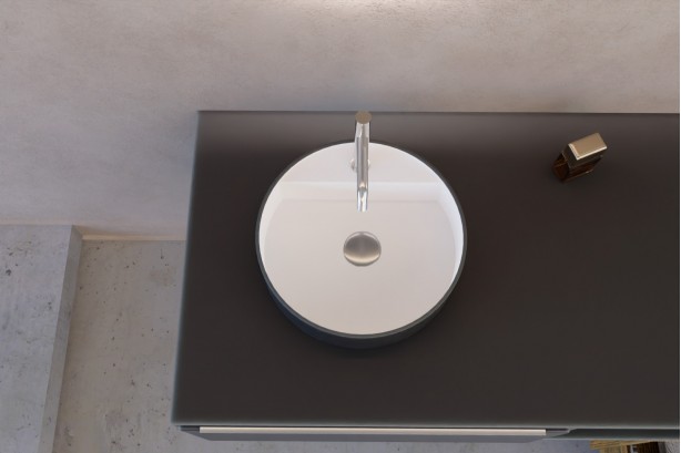 Bicolour SIJU freestanding basin Bicolore in solid surface top view