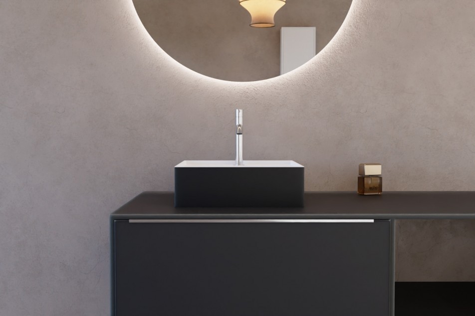 KOJIMA two-tone solid surface washbasin front view