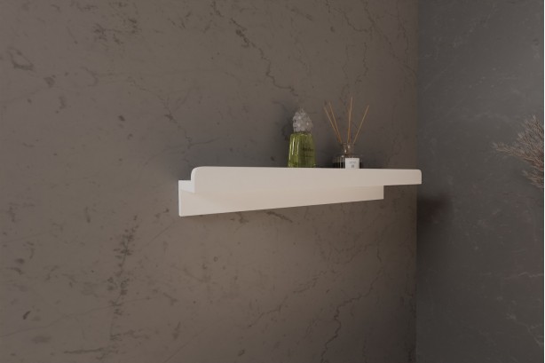 Shelf solid surface matt white small model side view