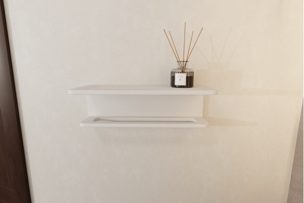 Towel rail AKA matt white solid surface front view