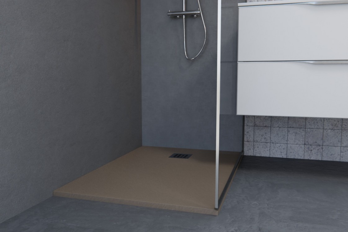 Receveur de douche NOHO Sable Mineralsolid® vue de côté 1000x700mm