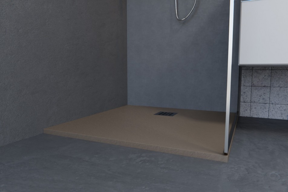 NOHO Sable Mineralsolid® shower tray side view 800x800mm