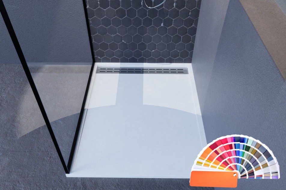 YAKU Mineralsolid® top view shower tray 1000x800mm, choice of RAL to measure