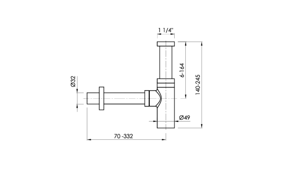 Brushed Gold round trap by Sanycces technical view