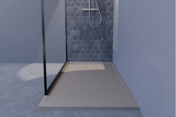 Receveur de douche YAKU Sable Mineralsolid® vue de face 1600x700mm