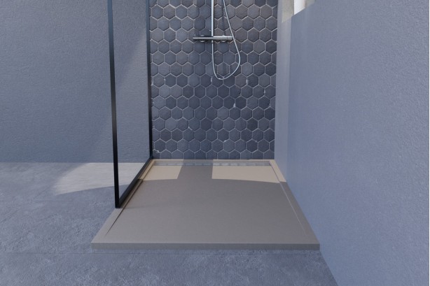 Receveur de douche YAKU Sable Mineralsolid® vue de face 1400x800mm