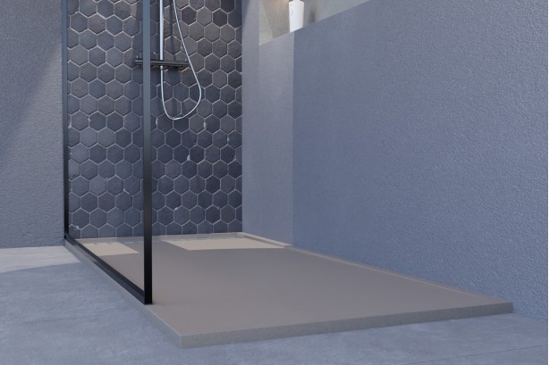 Receveur de douche YAKU Sable Mineralsolid® vue de côté 1800x800mm