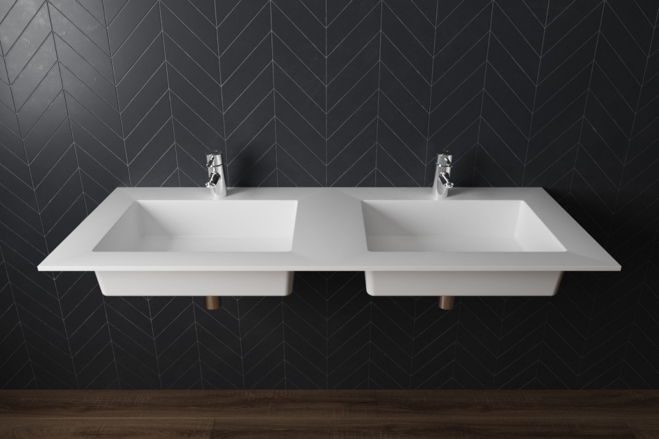 CASTRIES double washbasin in Krion® front view