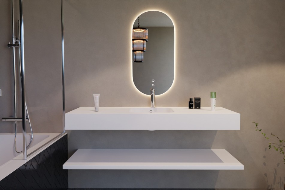 CORIAN® single vanity unit BOEDIC front view