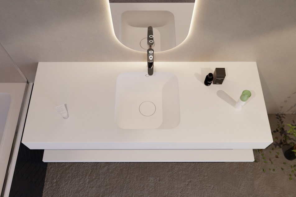 CORIAN® single vanity unit BOEDIC top view