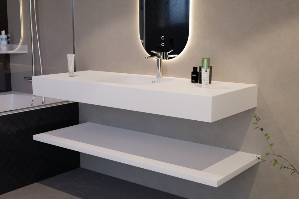 CORIAN® single vanity unit BOEDIC side view