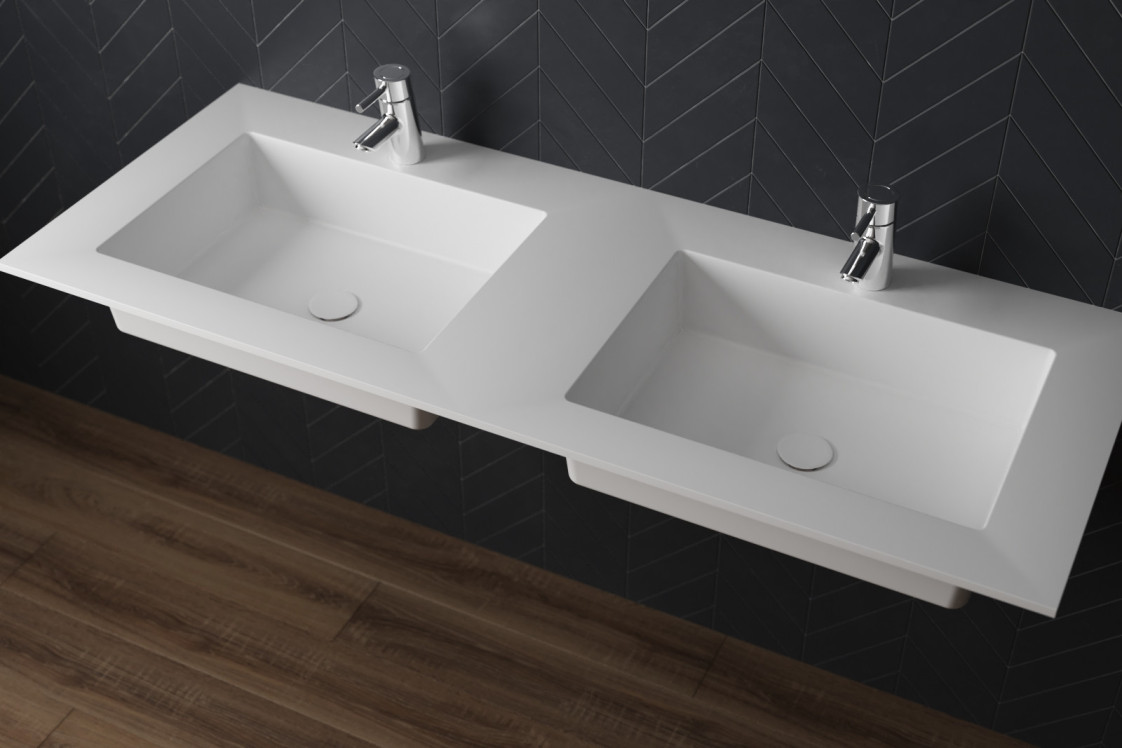 CASTRIES double washbasin in Krion® side view