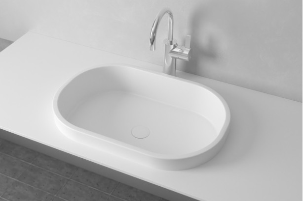 PIANA single washbasin in Krion® side view