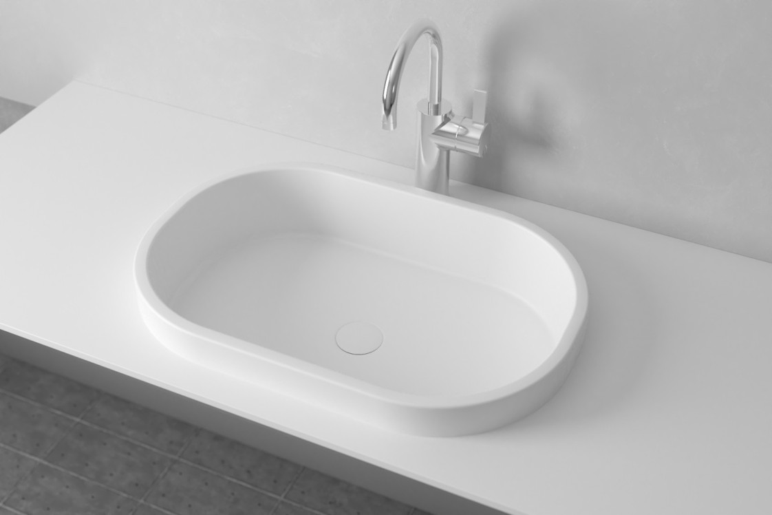 PIANA single washbasin in Krion® side view