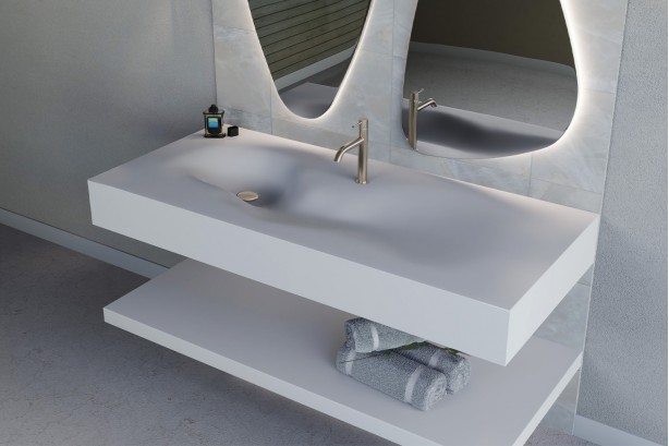 RIVEANE CORIAN® single sink unit side view