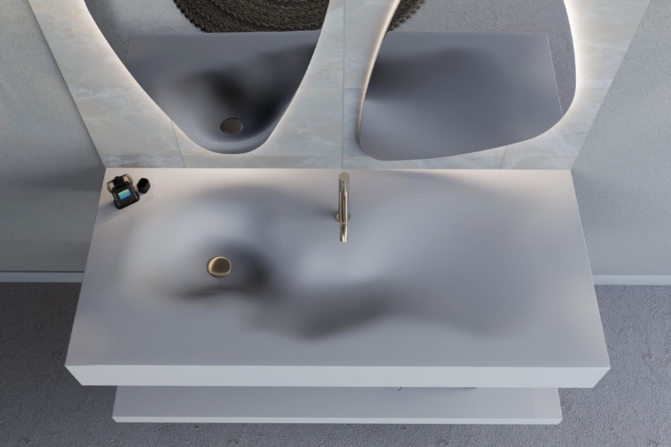 RIVEANE CORIAN® single sink unit top view