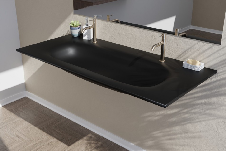 Thousand Islands Corian® vanity unit black side view