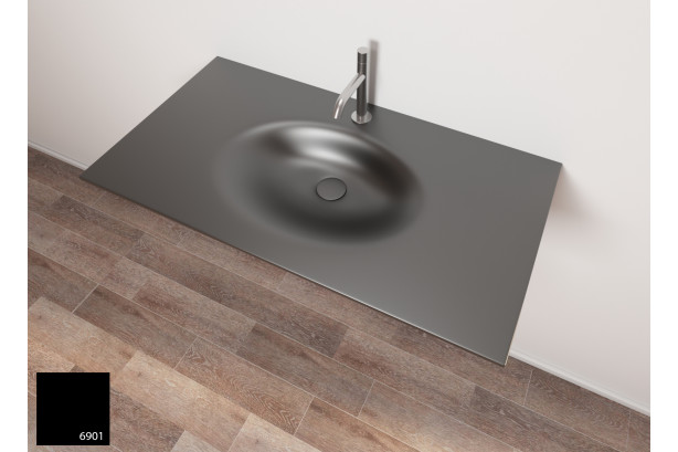 PERLE sink unit in Black metal KRION® side view