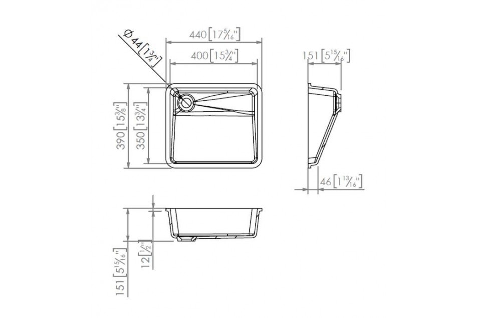 CHENGIRO single washbasin with Krion® technical view