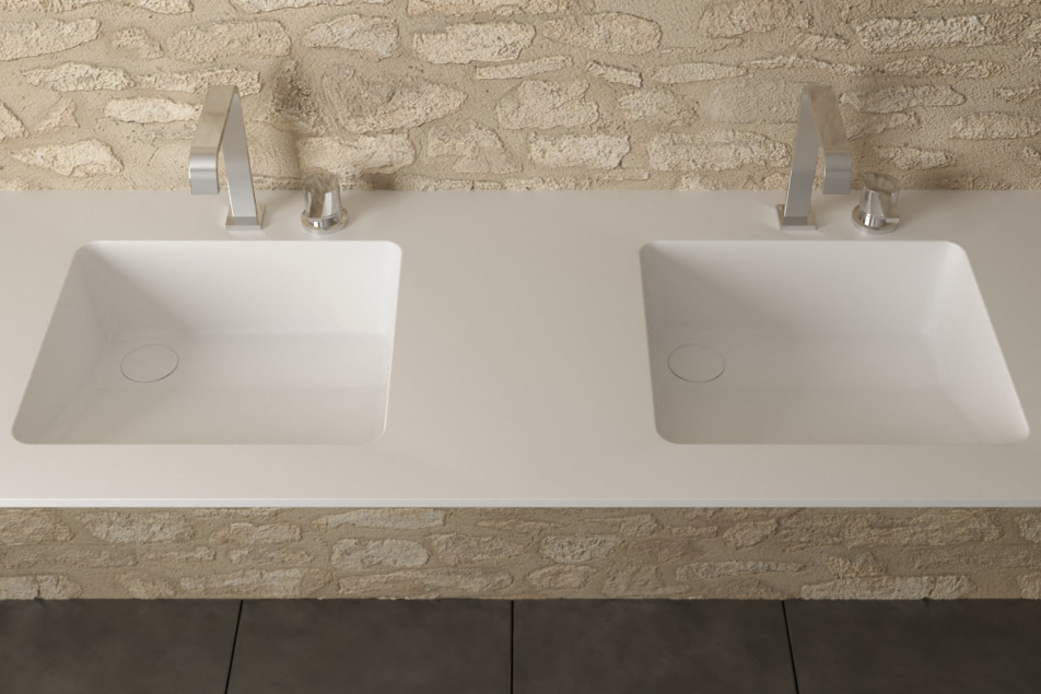 CHENGIRO double washbasin in Krion® top side