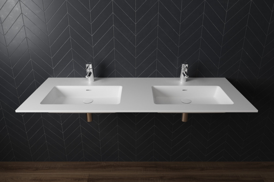 CREIZIC double washbasin in Krion® front view