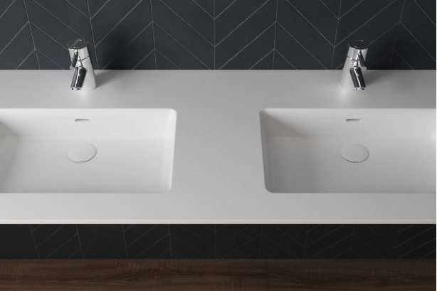 CREIZIC double washbasin in Krion® top view