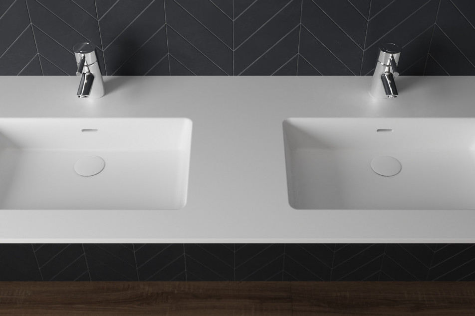 CREIZIC double washbasin in Krion® top view