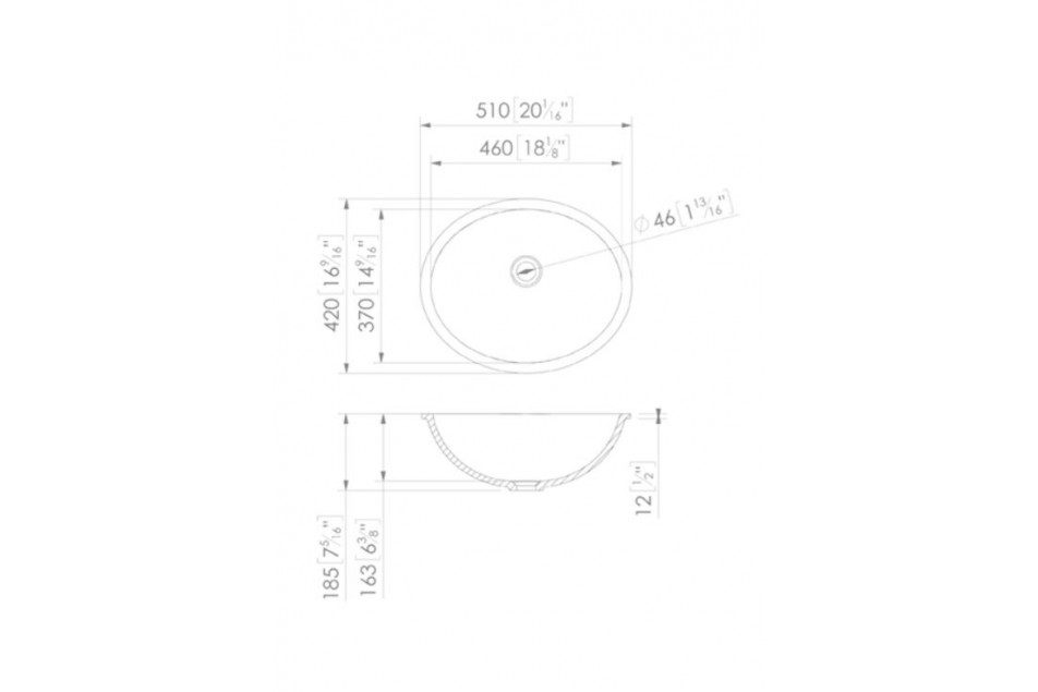 OUVEA double washbasin in Krion® technical view