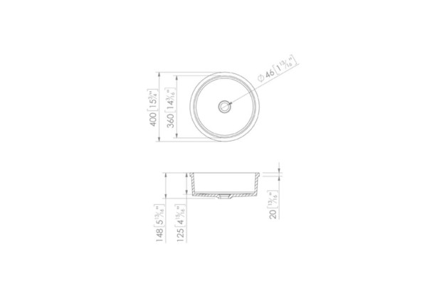 MATAIVA double washbasin in Krion® technical view