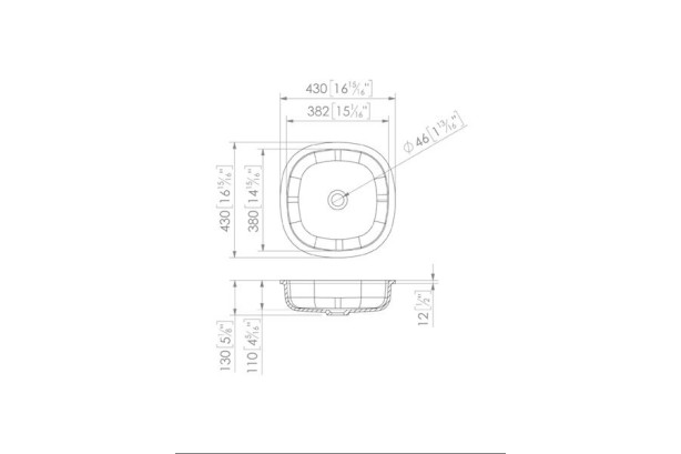 PARSEVAL double washbasin in Krion® technical view