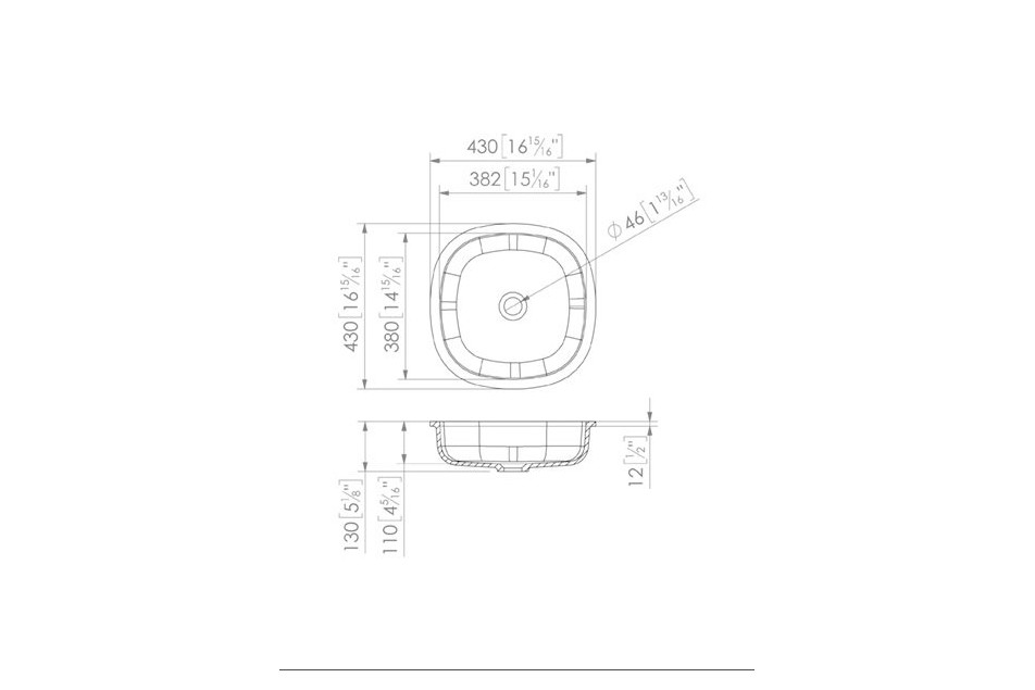 PARSEVAL double washbasin in Krion® technical view