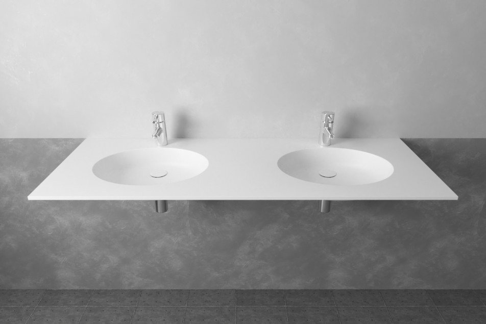 FUTUNA double washbasin in Krion® front view