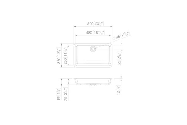 CAPENSE double washbasin in Krion® technical view