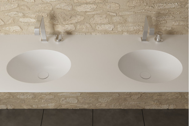 TAHAA double washbasin in Krion® top view