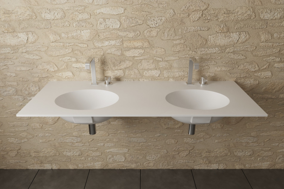 TAHAA double washbasin in Krion® front view