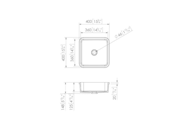 CAVALLO double washbasin in Krion® technical view