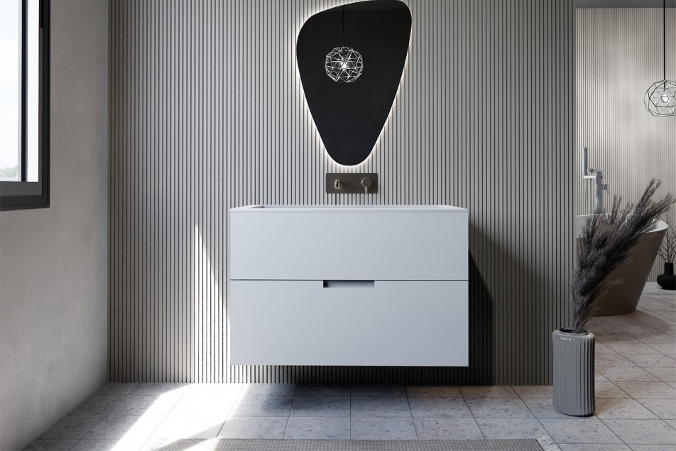 Vascoplan furniture collection - Honoré vanity unit- O'Design-800 mm- white chalk front view