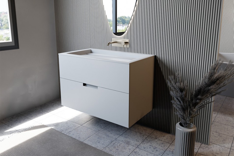 Vascoplan furniture collection - Honoré vanity unit- O'Design-800 mm- white chalk side view