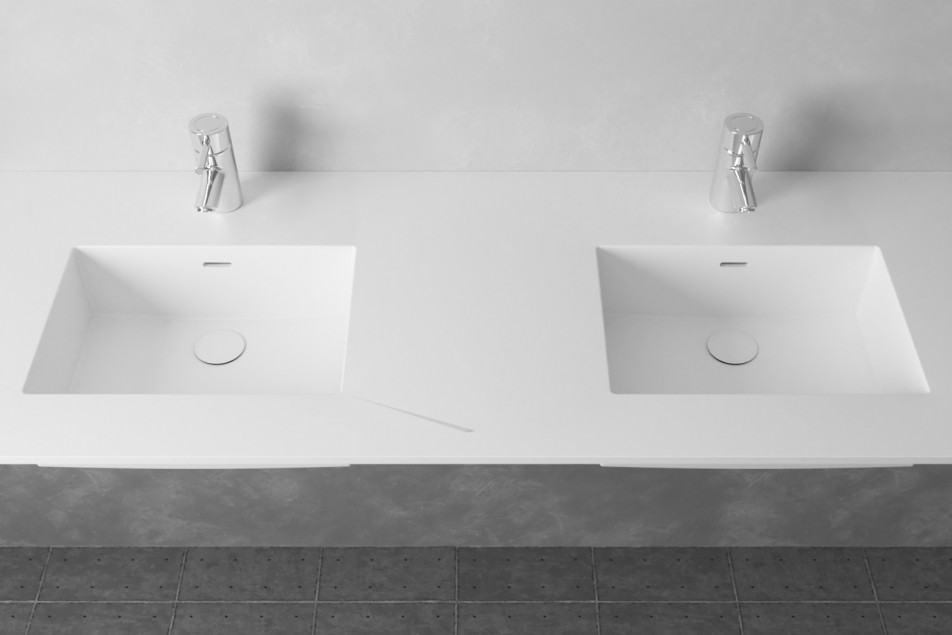 CROZET double washbasin in Krion® top view