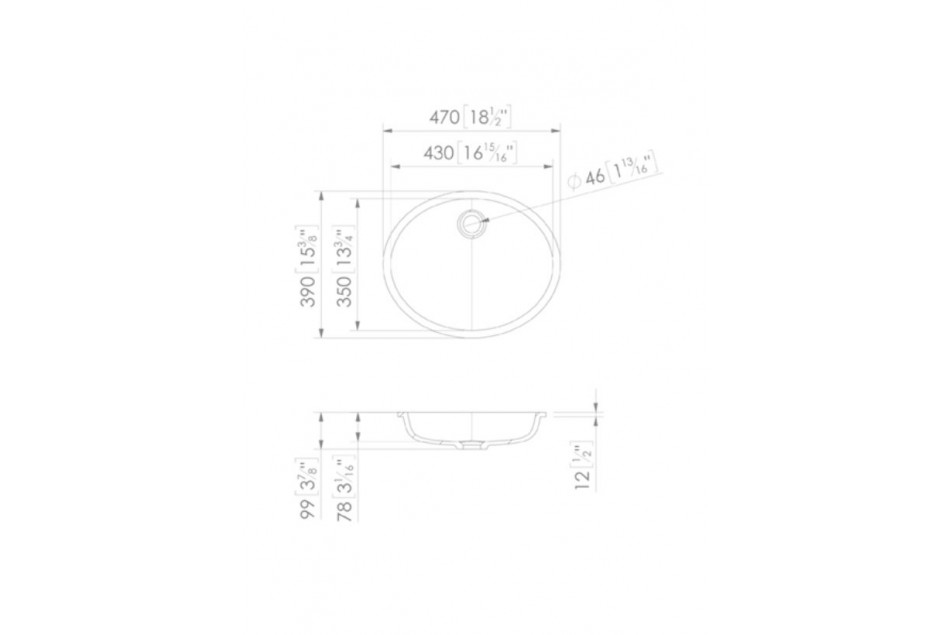 FUTUNA double washbasin in Krion® technical view